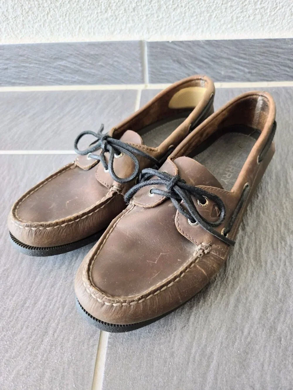Sperry Top Sider Two-Eye Pullup Brown Leather Boat Shoes Men's 10